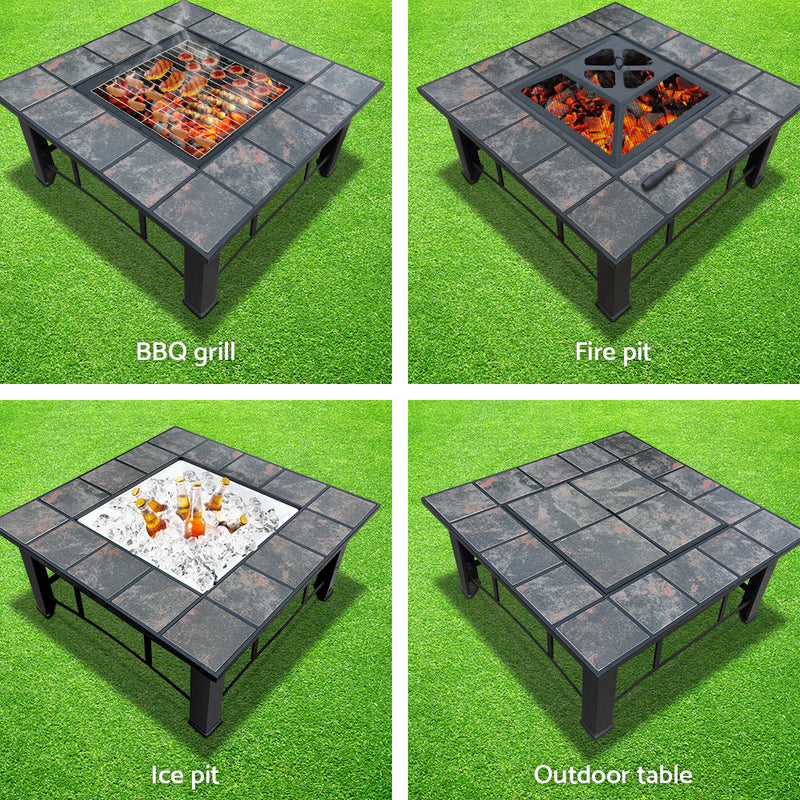 Table Outdoor Garden Ice Pits Wood Firepit