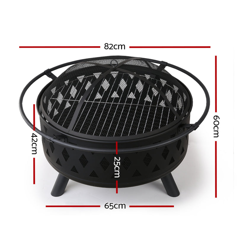 Fire Pit BBQ Charcoal Grill Ring Portable Outdoor Kitchen Fireplace 32" Emete store