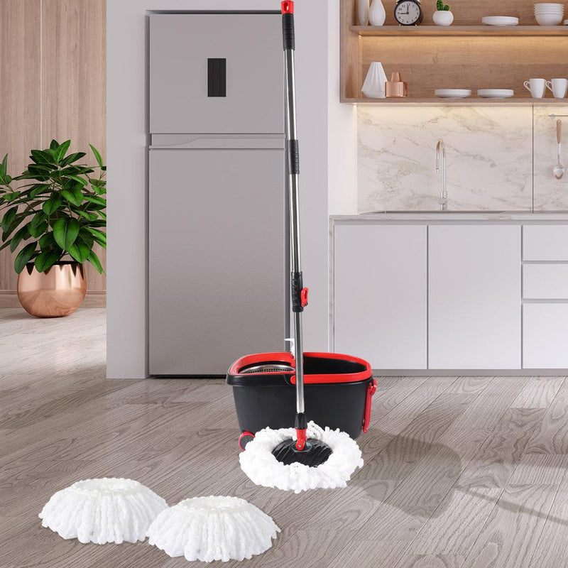 360° Spin Mop Bucket Set Spinning Stainless Steel Rotating Wet Dry Idropship