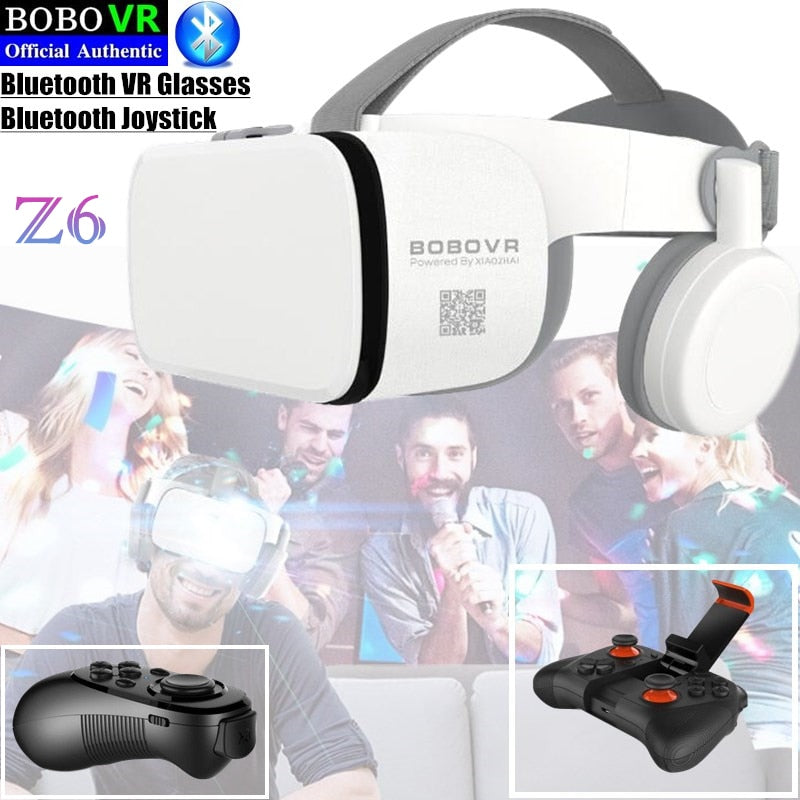 BOBO VR Z6 Bluetooth 3D Glasses Virtual Reality Box Google Cardboard Stereo Mic Headset Helmet eprolo