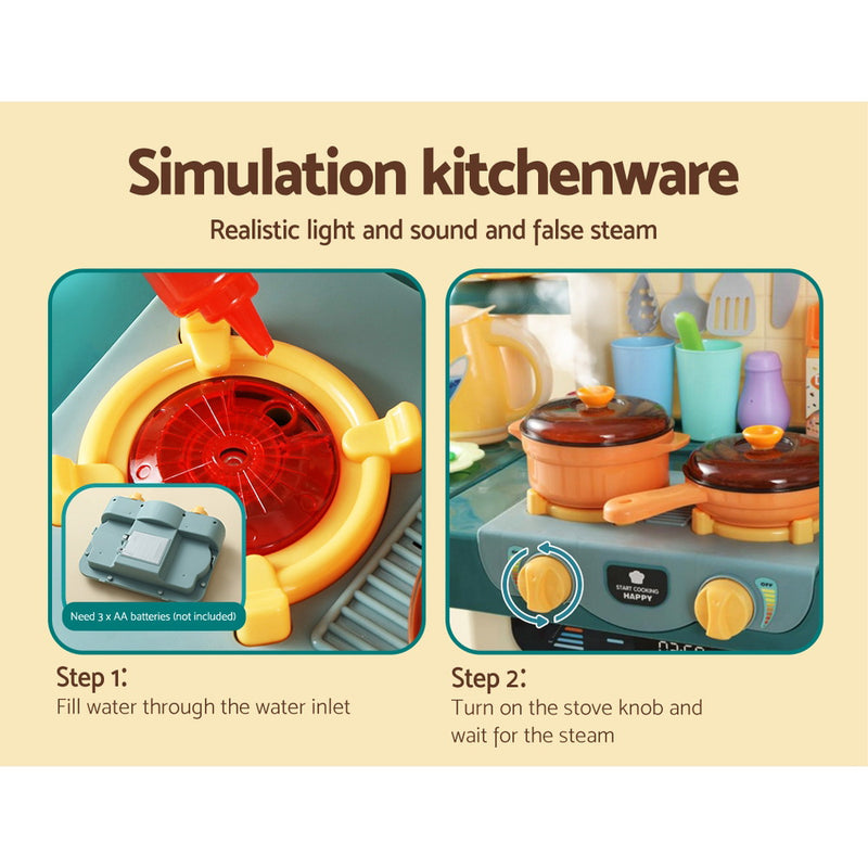 Keezi Kids Kitchen Playset Pretend Play Food Sink Cooking Utensils 73pcs Emete store