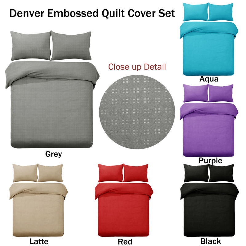 Designer Selection Denver Embossed Quilt Cover Set Purple King