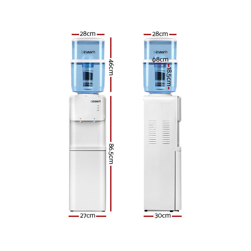 Devanti 22L Water Cooler Dispenser Top Loading Hot Cold Taps Filter Purifier Bottle Idropship
