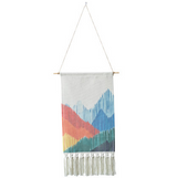 Indoor decor cotton printing geometric pattern hand-knotted tassels hippie wall hanging tapestry