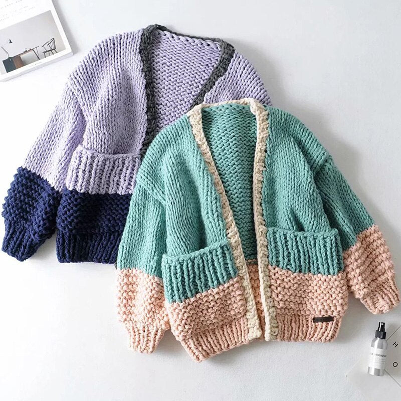 Boho Inspired HANDMADE cardigan puff sleeve women cardigan women warm winter cardigans sweaters new fashion knitwear outwear - Emete Store