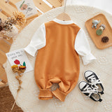 Baby Clothes Autumn New Baby Boy Clothes Bear Fake Two-Piece Long-Sleeved Baby Boy Romper Baby Onesie