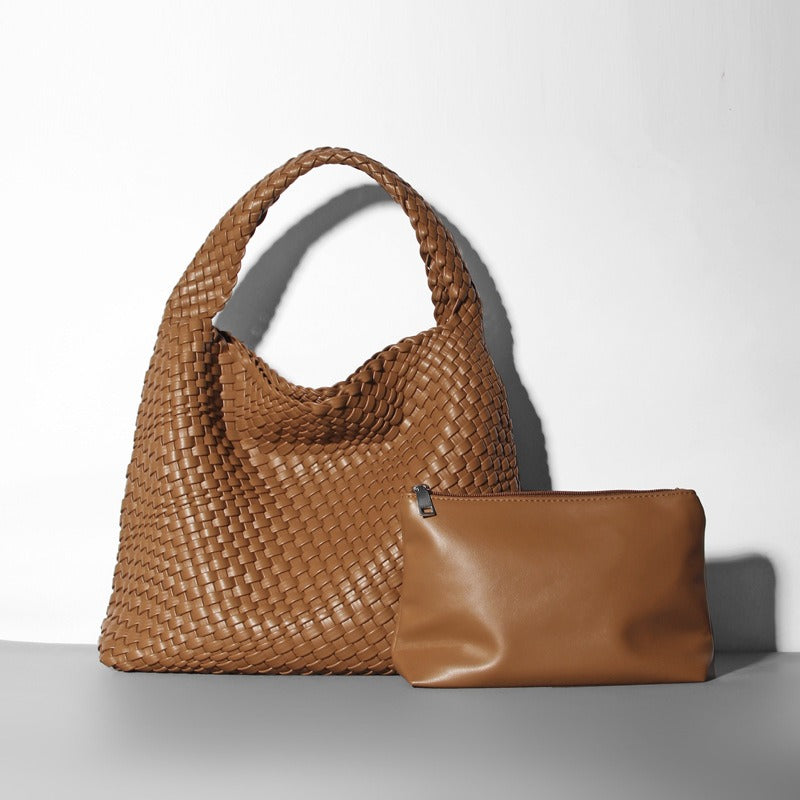 Emete woven leather shoulder bag