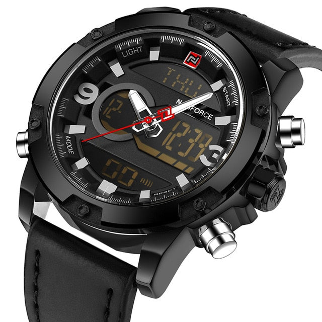 NAVIFORCE Luxury Brand Men Analog Digital Leather Sports Watches Men's Army Military Watch Man Quartz Clock Relogio Masculino - Emete store