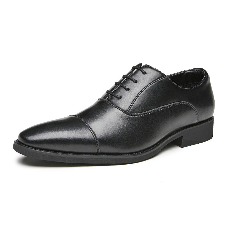 New lace-up pointed soft soled three-joint leather height-increasing Business men's Oxford Dress Shoes - Emete Store