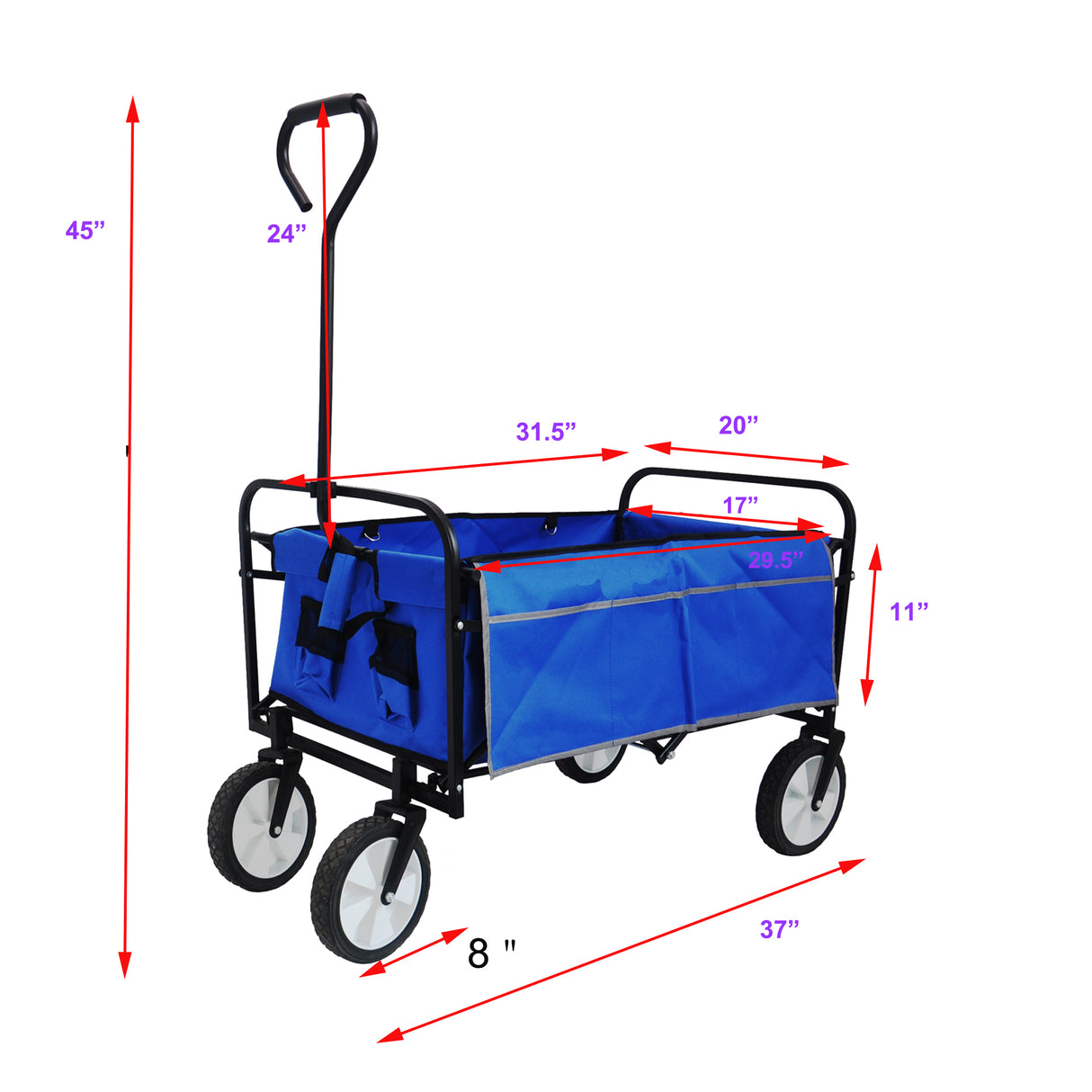 Folding Wagon Garden Shopping Beach Cart   (Blue)