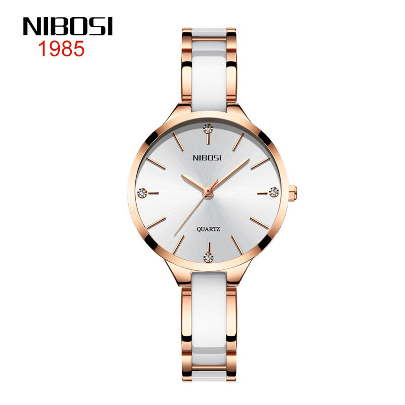 NIBOSI Luxury Ceramic Bracelet Watches Ladies Creative Quartz Watch For Women Female Clock Relogio Feminino Montre Femme 2330 - Emete store
