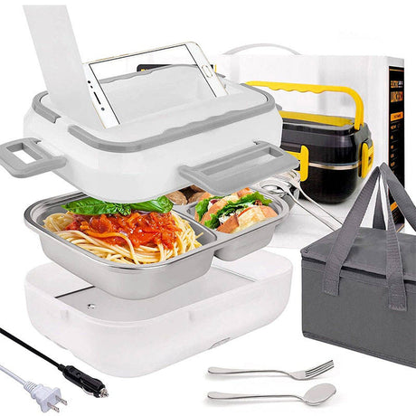 Kitchen ware 1.5L Cookware Sets Heater Portable Electric Lunch Boxes stainless steel Container with Insulation Bag for Car Truck - Emete store