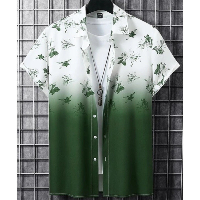 Summer men's beach cardigan men's short sleeved Hawaiian shirt