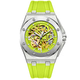 Fully automatic mechanical watch for men fashionable multi-color silicone tape waterproof watch - Emete store