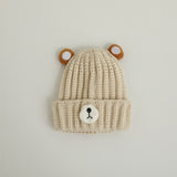 Autumn and winter children warm knitted hat cute bear candy color woolen hat Korean male and female baby warm hat trend