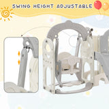 Toddler Slide and Swing Set 7 in 1, Kids Playground Climber Slide Playset with Basketball Hoop Freestanding  Combination