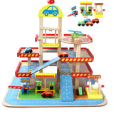 Children's Play House Toy Simulation Large Three-Dimensional Three-Story Wooden Parking Lot Toy Set Assembled Car Track