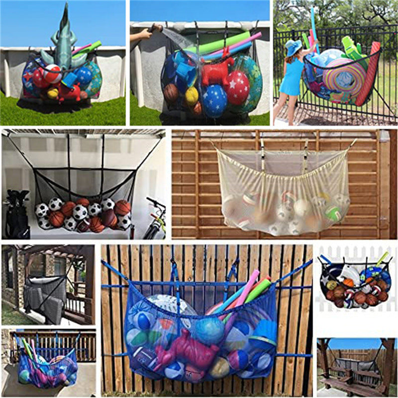 Large Swimming Pool Storage Bag Foldable Hanging Heavy-Duty Mesh Bag, Toy and Household Goods Storage Bag