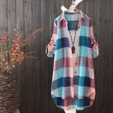 Sunscreen shirt women's medium length plaid shirt women's casual coat - Emete Store