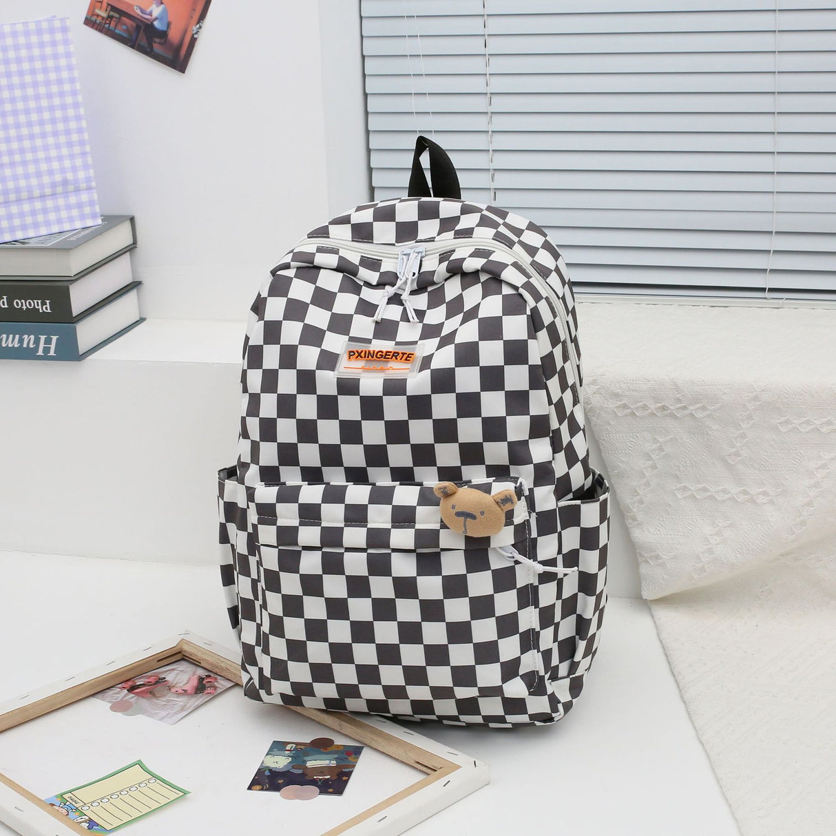 Fashion New Plaid Student Schoolbag Large Capacity Campus Girl Backpack Junior High School High School Student Backpack