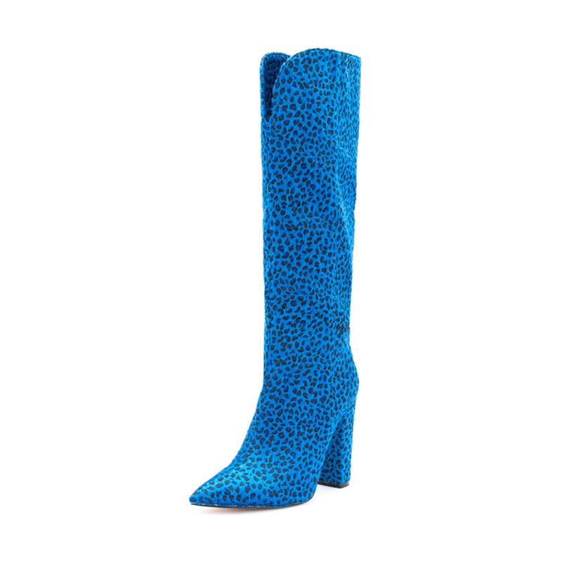 Leopard Print Knee High Boots - Emete Store