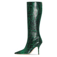 Pointed Stiletto Knee-High Serpentine Boots - Emete Store