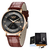 LIGE Ultra Thin Ladies Quartz Watch Classic Women's Watch Dual Calendar Waterproof Watch Milan Mesh Strap Watch - Emete store