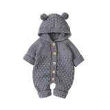 Children's three-dimensional fur ball hooded solid color knitted jumpsuit - Emete Store