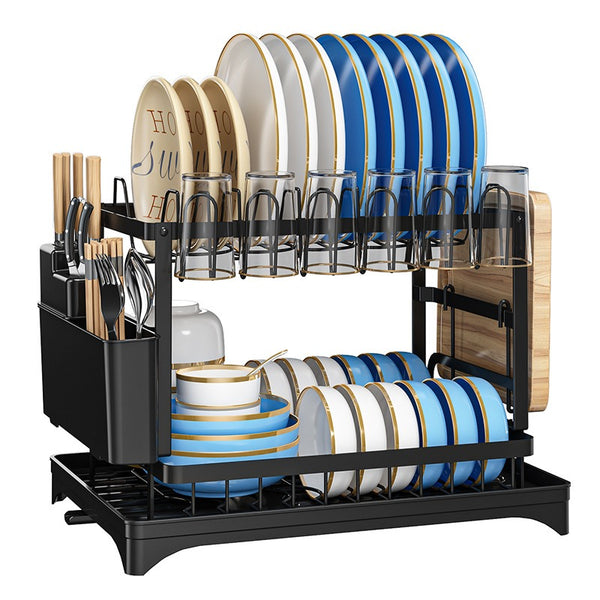 Kitchen drainage rack bowl and dish rack bowl and dish storage rack household utensils knives and forks storage rack - Emete Store