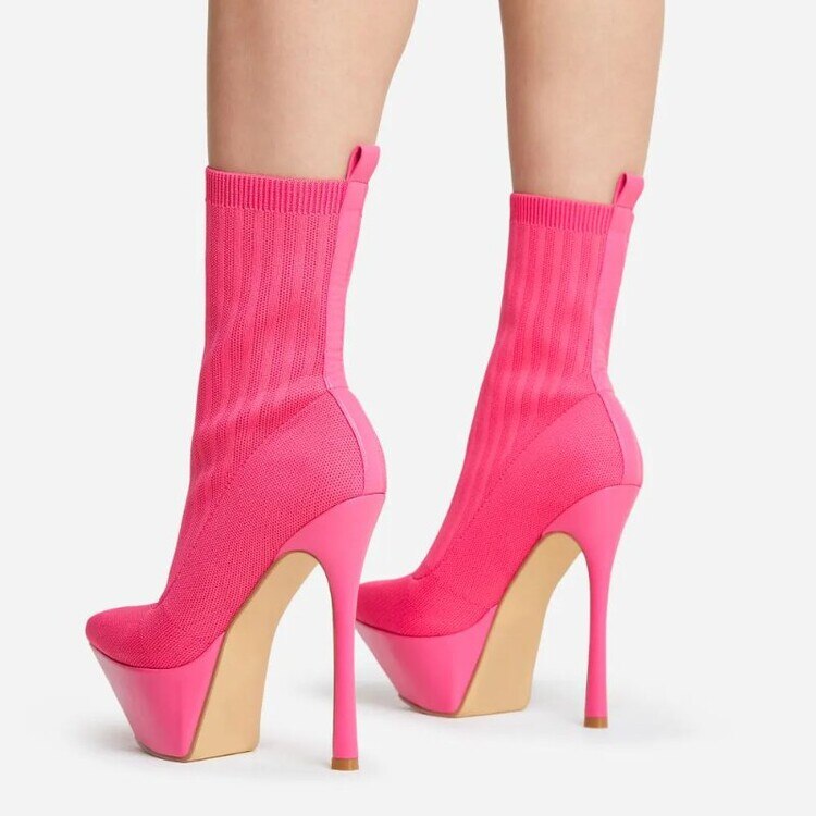 Stiletto Sock Ankle Boots for Nightclubs eprolo