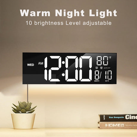 Large Digital Wall Clock with Remote Control Big LED/Dual Alarm/8 RGB Colors Digital Alarm Clock Electronic Watch - Emete store
