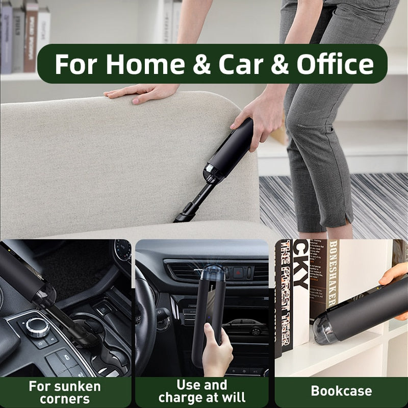 Baseus A2 Car Vacuum Cleaner Mini Handheld Auto Vacuum Cleaner with 5000Pa Powerful Suction For Home & Car & Office - Emete Store