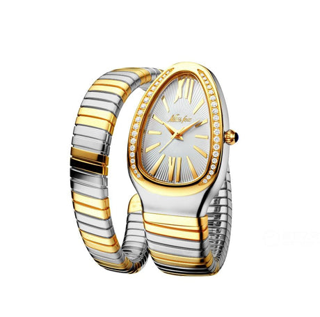MISSFOX 1221 Women's Watches Snake Shape Luxury Wrist Watch For Women Steel Unique Gold Quartz Ladies Watch Clock Relogio Feminino - Emete store