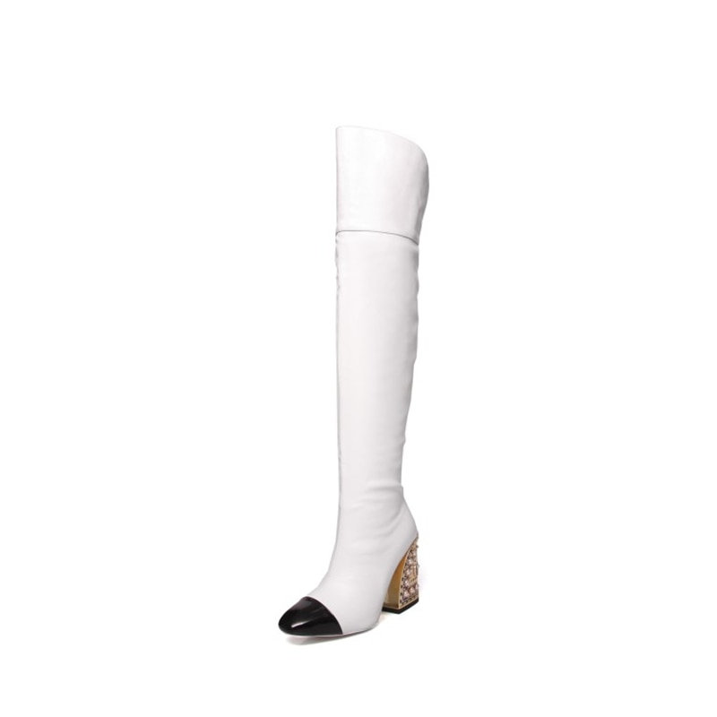 Pearl Heel Over-the-Knee Boots - Emete Store