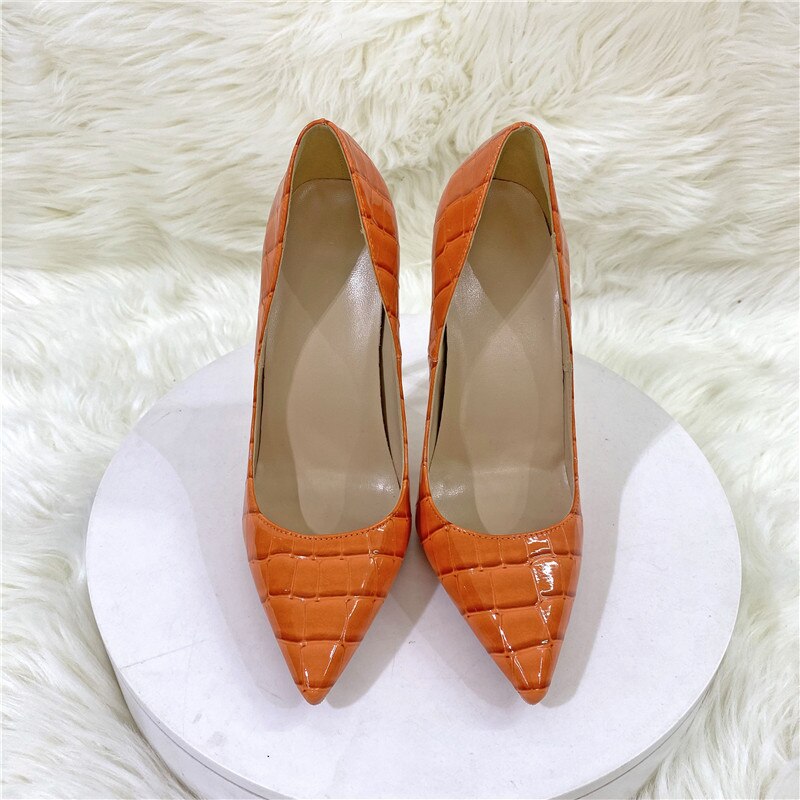 Orange Snake Stiletto Pumps - Emete Store