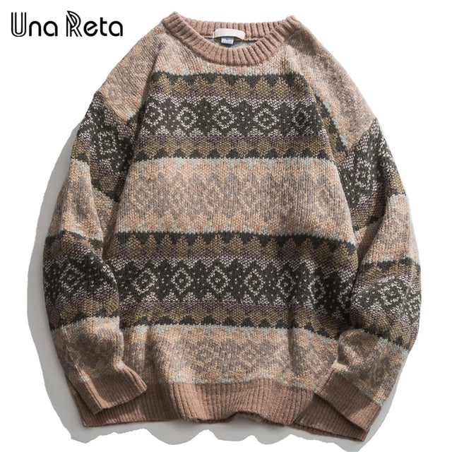 Una Reta Geometry Men's Sweater New Autumn Winter Hip Hop Sweater Men Streetwear Print Pullover Tops Harajuku Couple Sweater - Emete Store