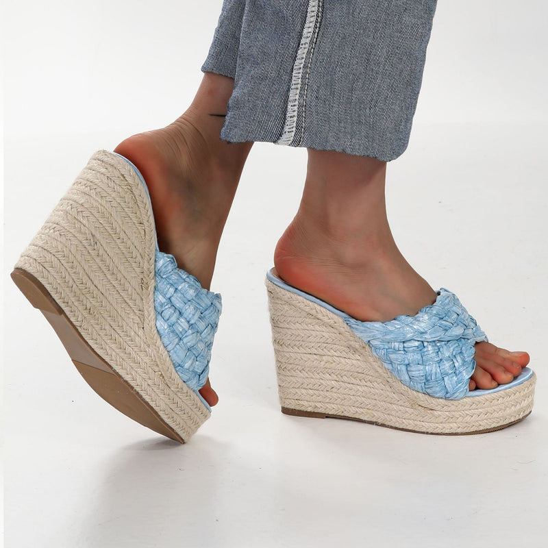 Braided Fish Mouth Wedge Sandals eprolo