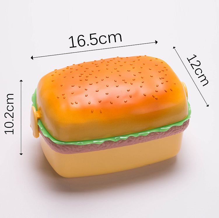 Cute Hamburger Three-Layer Portable Lunch Box Student Lunch Box Fruit Box Cartoon Children's Lunch Box Can Be Heated