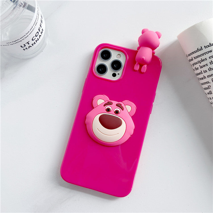 Three-Dimensional Lying Strawberry Bear iPhone Soft Case