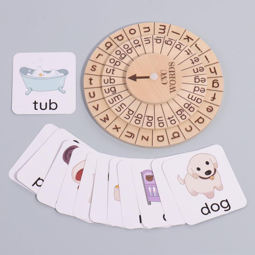 English spelling game natural phonics spinning wheel vowel recognition Montessori early education toys