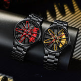 New Top Brand Luxury Mens Watches Stainless Steel Car Wheel Hub Quartz Watch For Men Military Sport Watch Relogio Masculino - Emete store