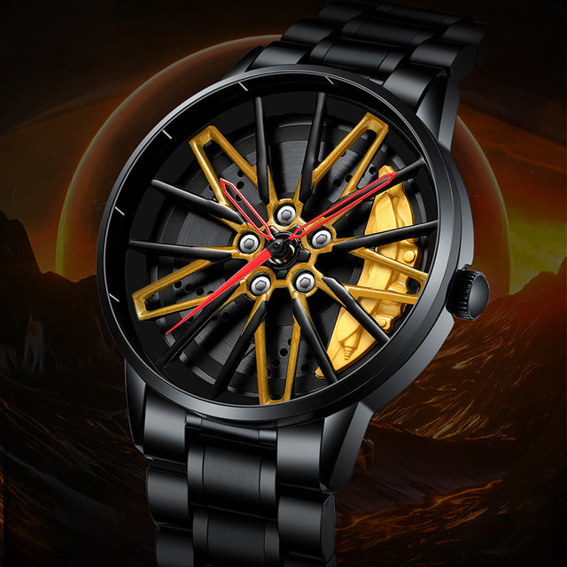 New Top Brand Luxury Mens Watches Stainless Steel Car Wheel Hub Quartz Watch For Men Military Sport Watch Relogio Masculino - Emete store