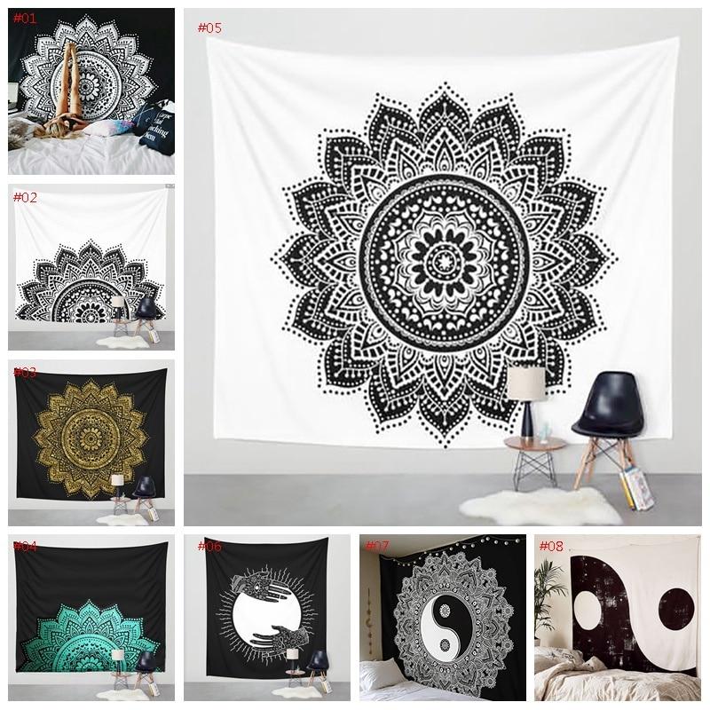 Printed Lotus Tapestry Bohemia Boho Mandala Tapestry Wall Hanging For Wall Decoration Hippie Tapestry Beach Towel Yoga Mat