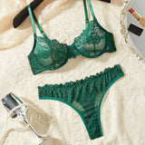 Melbourne Australia Shopping - Ultra-thin Green Lace Bra Set - Emete store