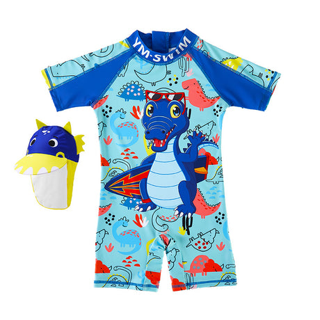 Quick-Drying Boy Swimming Trunks Boy Baby One-Piece Sunscreen Surfing Suit Cute Dinosaur Children's Swimsuit - Emete store