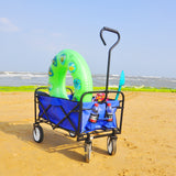 Folding Wagon Garden Shopping Beach Cart (Blue)