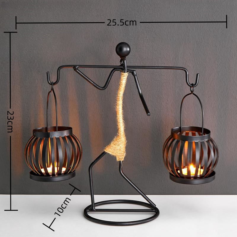 Wrought Iron Candle Holder Decorative Piece - European Style Restaurant Dining Table Ambiance Light Candlestick Home Metal Artware