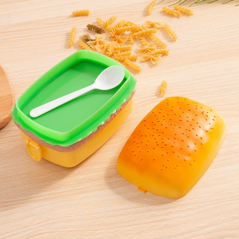 Cute Hamburger Three-Layer Portable Lunch Box Student Lunch Box Fruit Box Cartoon Children's Lunch Box Can Be Heated