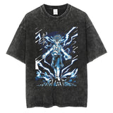 Diablo anime print street retro t-shirt street trendy round neck short sleeved t-shirt for men