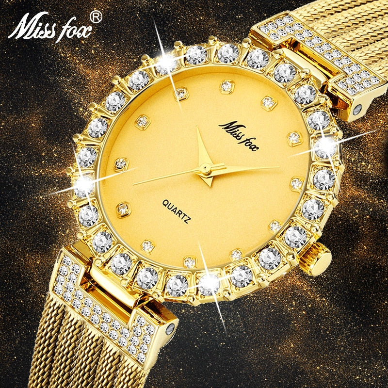 MISSFOX  Women Watches Luxury Brand Watch Bracelet Waterproof Big Lab Diamond Ladies Wrist Watches For Women Quartz Clock Hours - Emete store